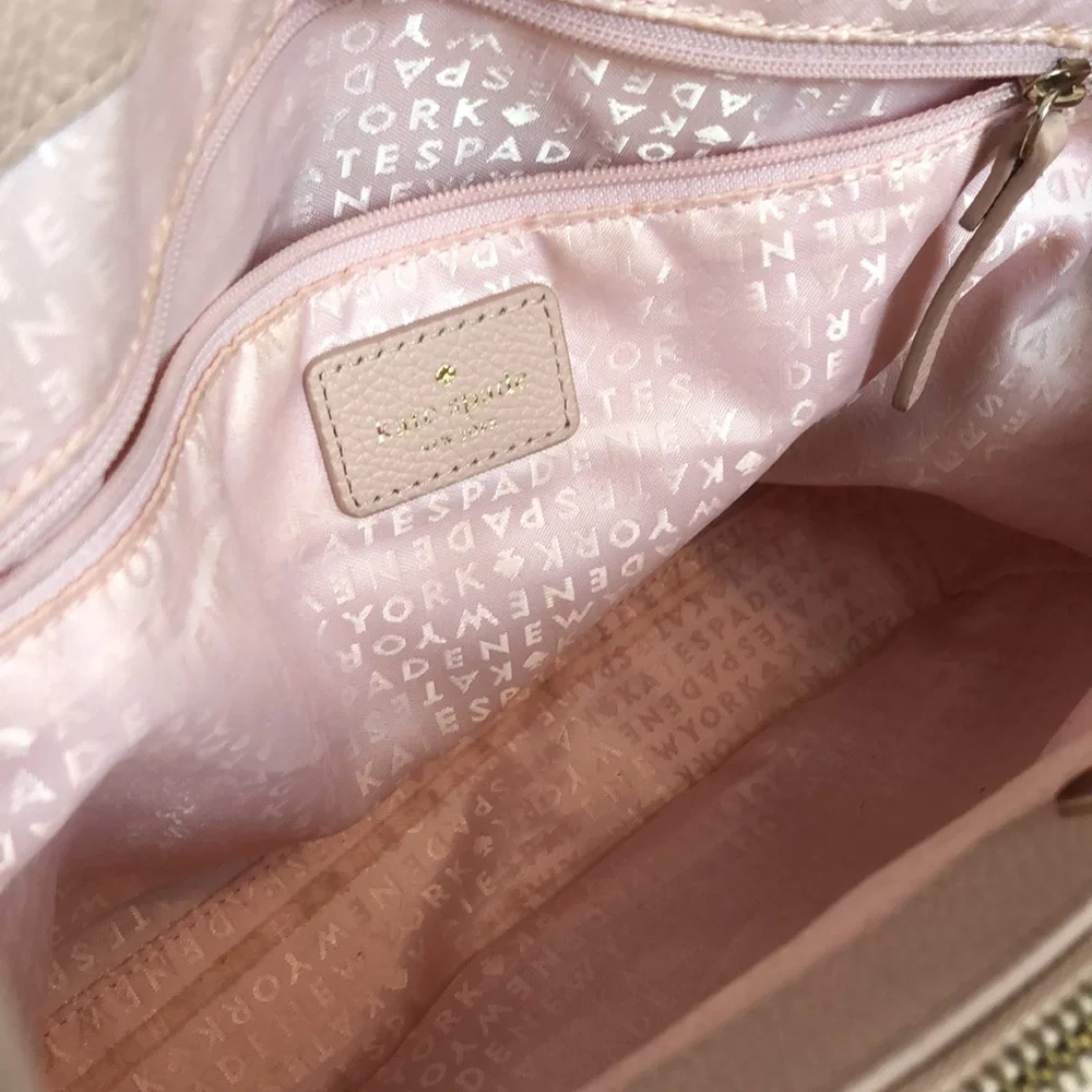 KATE SPADE Larchmont Ave pale pink satchel w/ gold hardware 3 sections crossbody